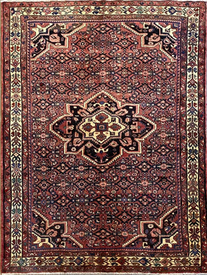 Hand-Knotted Tribal Persian Hossainabad Rug