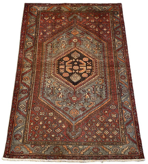 Hand-Knotted Tribal Persian Khamseh Rug