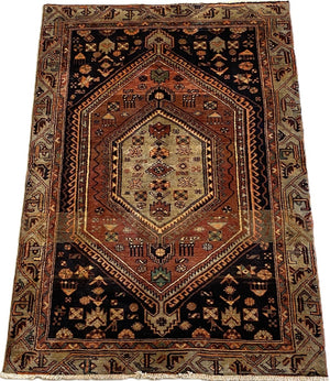 Hand-Knotted Tribal Persian Khamseh Rug