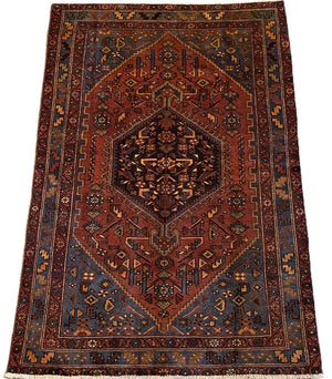 Hand-Knotted Tribal Persian Khamseh Rug