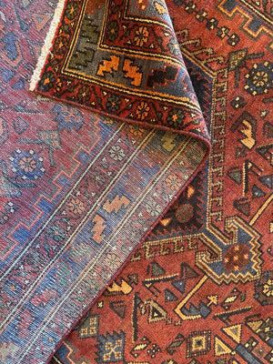 Hand-Knotted Tribal Persian Khamseh Rug