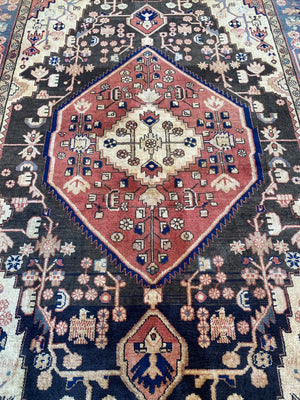 Hand-Knotted Tribal Persian Khamseh Rug