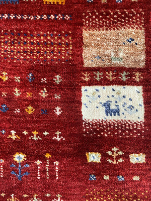 Hand-Woven Loribaft Gabbeh Rug