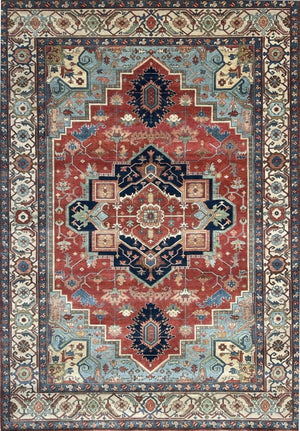 Hand-Woven Serapi Heriz Design Carpet