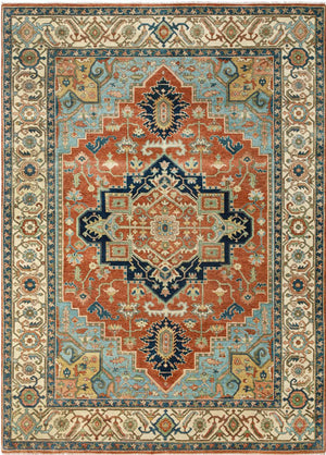 Hand-Woven Serapi Heriz Design Carpet