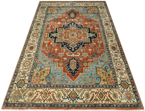 Hand-Woven Serapi Heriz Design Carpet