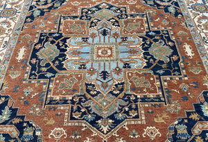 Hand-Woven Serapi Heriz Design Carpet