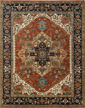 Hand-Woven Serapi Heriz Design Carpet