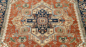 Hand-Woven Serapi Heriz Design Carpet