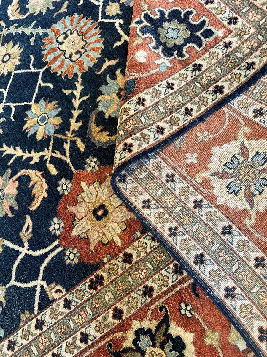 Hand-Woven Serapi Heriz Design Carpet