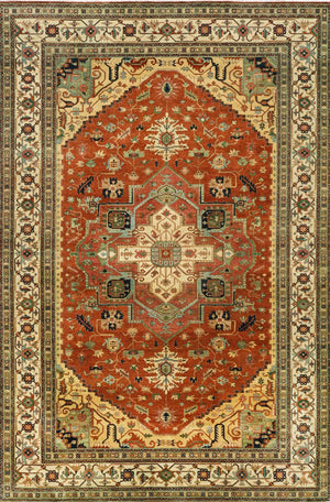 Hand-Woven Serapi Heriz Design Carpet