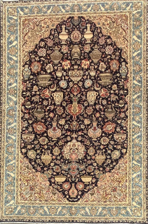 Hand-Knotted Persian Kashmar Carpet