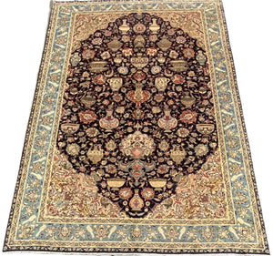 Hand-Knotted Persian Kashmar Carpet