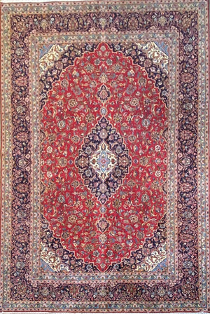 Hand-Knotted Persian Kashan Carpet