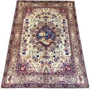 Antique Hand-Knotted Persian Kerman Carpet