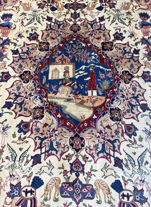 Antique Hand-Knotted Persian Kerman Carpet