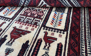 Hand-Knotted Tribal Persian Balouch Prayer Rug