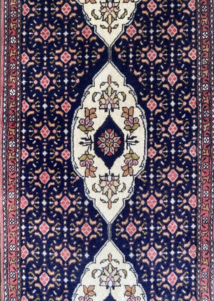 Hand-Knotted Tribal Persian Senneh Hall Runner