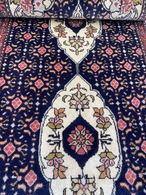 Hand-Knotted Tribal Persian Senneh Hall Runner