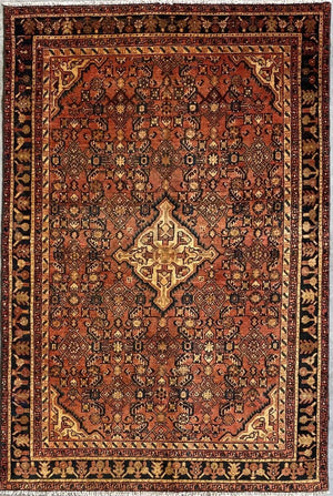 Hand-Knotted Tribal Persian Hossainabad Rug