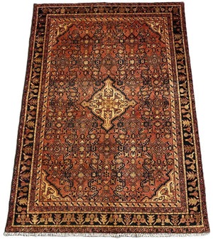Hand-Knotted Tribal Persian Hossainabad Rug