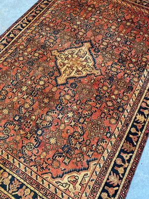 Hand-Knotted Tribal Persian Hossainabad Rug