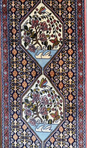 Hand-Knotted Tribal Persian Senneh Runner