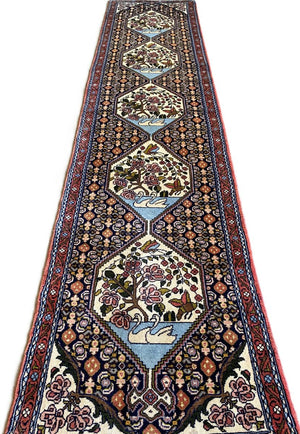 Hand-Knotted Tribal Persian Senneh Runner
