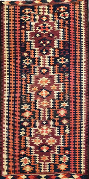 Hand-Woven Tribal Persian Qashqaie Kilim
