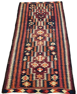 Hand-Woven Tribal Persian Qashqaie Kilim