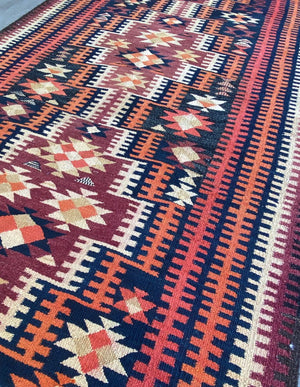 Hand-Woven Tribal Persian Qashqaie Kilim