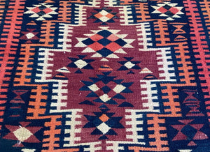 Hand-Woven Tribal Persian Qashqaie Kilim