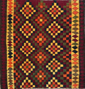 Hand-Woven Tribal Persian Qashqaie Kilim
