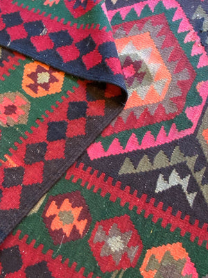 Hand-Woven Tribal Persian Qashqaie Kilim