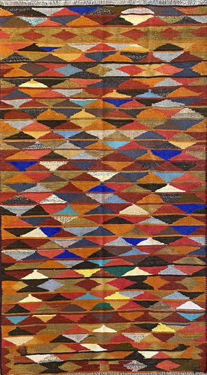 Hand-Woven Tribal Persian Qashqaie Kilim