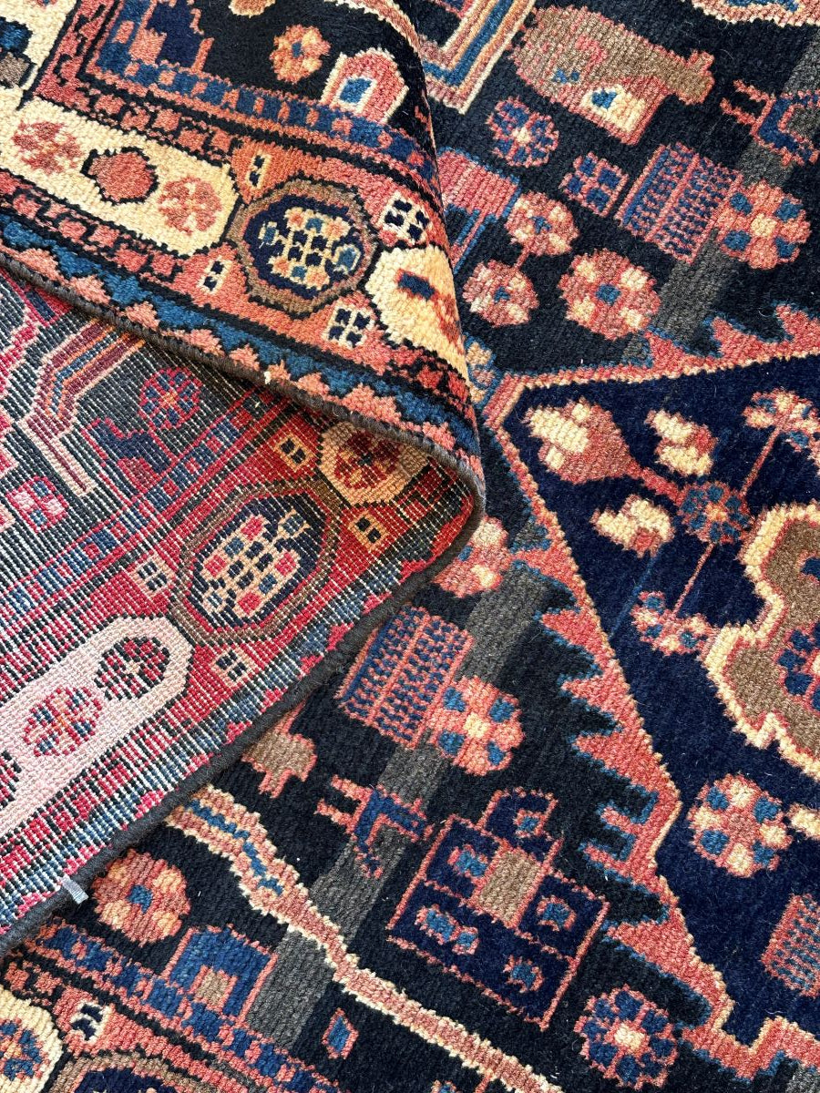 Hand-Knotted Tribal Persian Nahavand Hall Runner