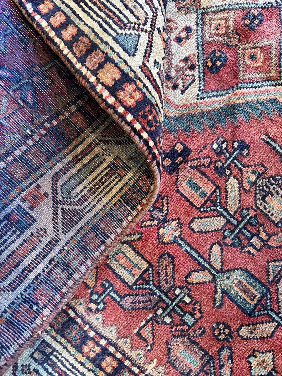 Hand-Knotted Tribal Persian Hossainabad Rug