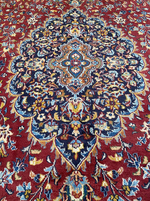 Hand-Knotted Persian Mashhad Carpet