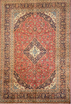 Hand-Knotted Persian Kashan Carpet