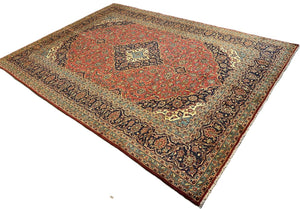 Hand-Knotted Persian Kashan Carpet