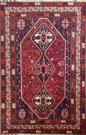 Hand-Knotted Nomadic Persian Qashqaie Carpet