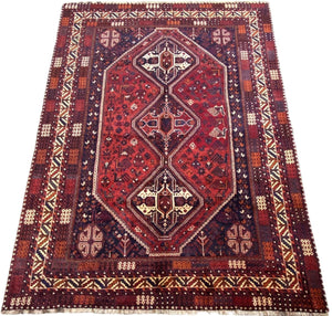 Hand-Knotted Nomadic Persian Qashqaie Carpet