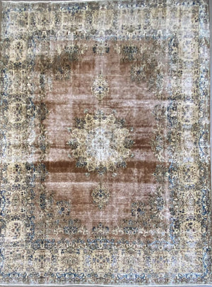 Handmade Vintage Over-dyed Persian Kerman Ravar