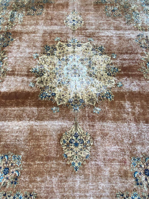 Handmade Vintage Over-dyed Persian Kerman Ravar