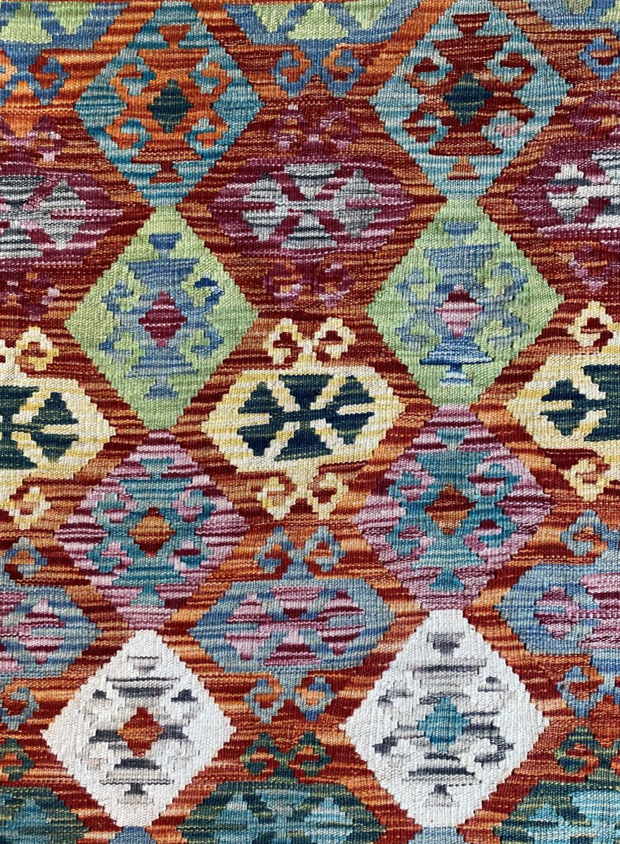 Hand-Woven Tribal Afghan Kazak Kilim