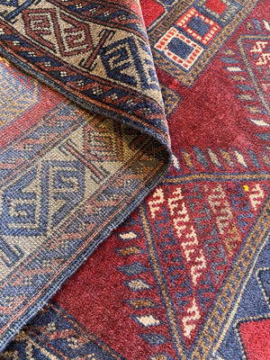 Hand-Knotted Tribal Afghan Balouch Prayer Rug