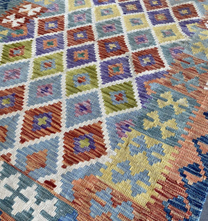 Hand-Woven Tribal Afghan Kazak Kilim