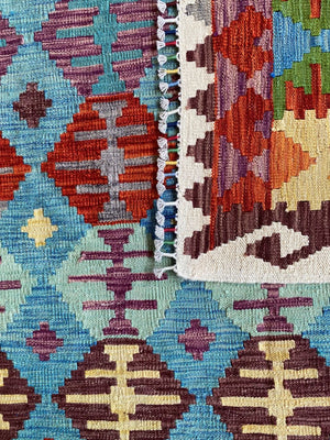 Hand-Woven Tribal Afghan Kazak Kilim
