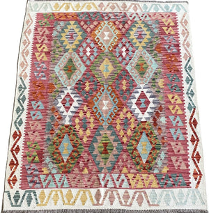 Hand-Woven Tribal Afghan Kazak Kilim