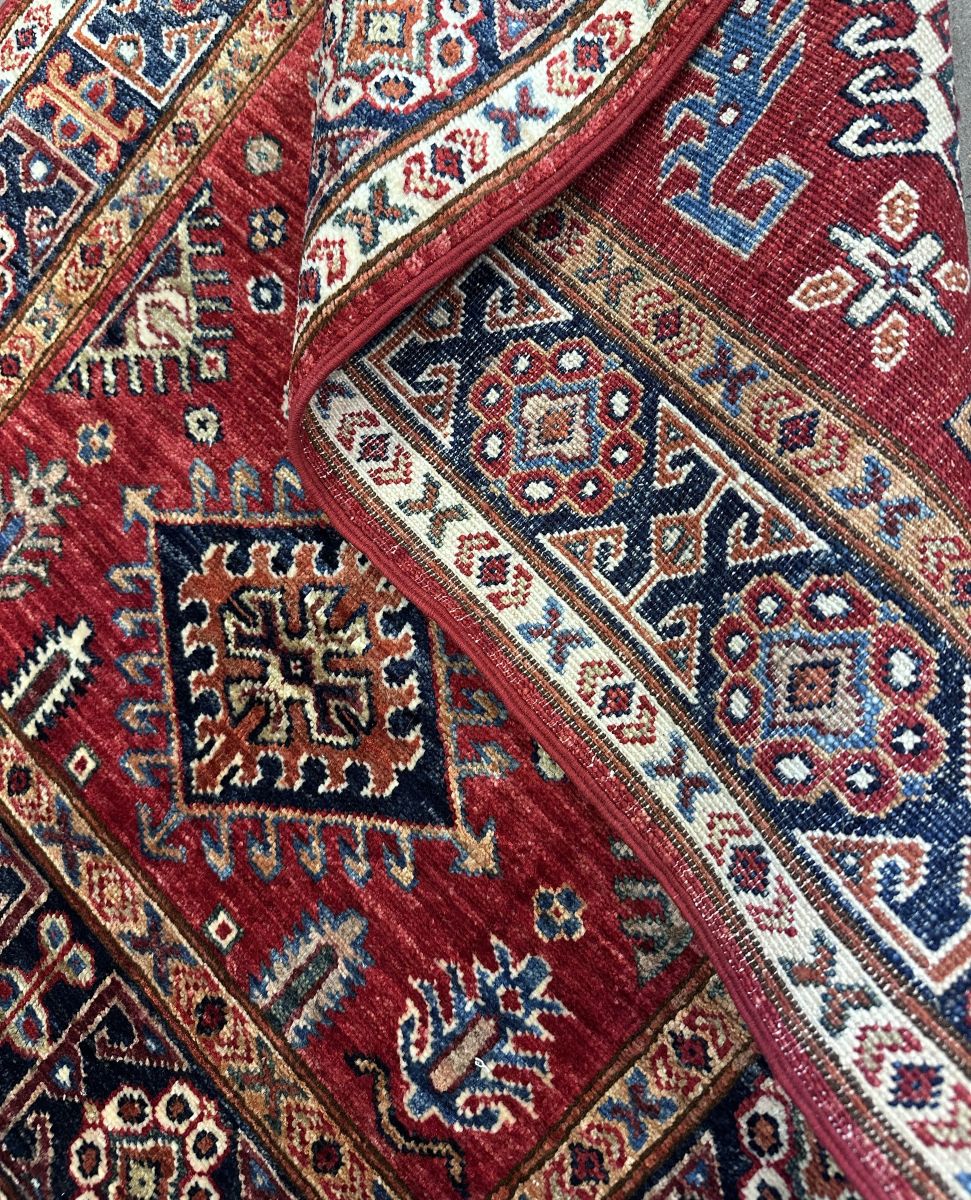 Hand-Woven Tribal Afghan Kazak Rug